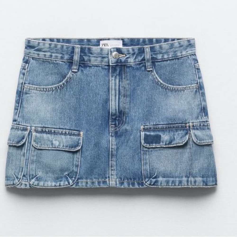 Denim Mini Cargo Skirt